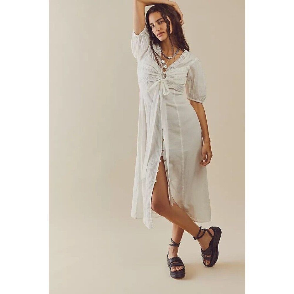 NWT FREE PEOPLE Sz XS KEEP IT ROMANTIC MIDI DRESS IN IVORY